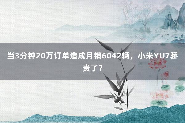 当3分钟20万订单造成月销6042辆，小米YU7骄贵了？